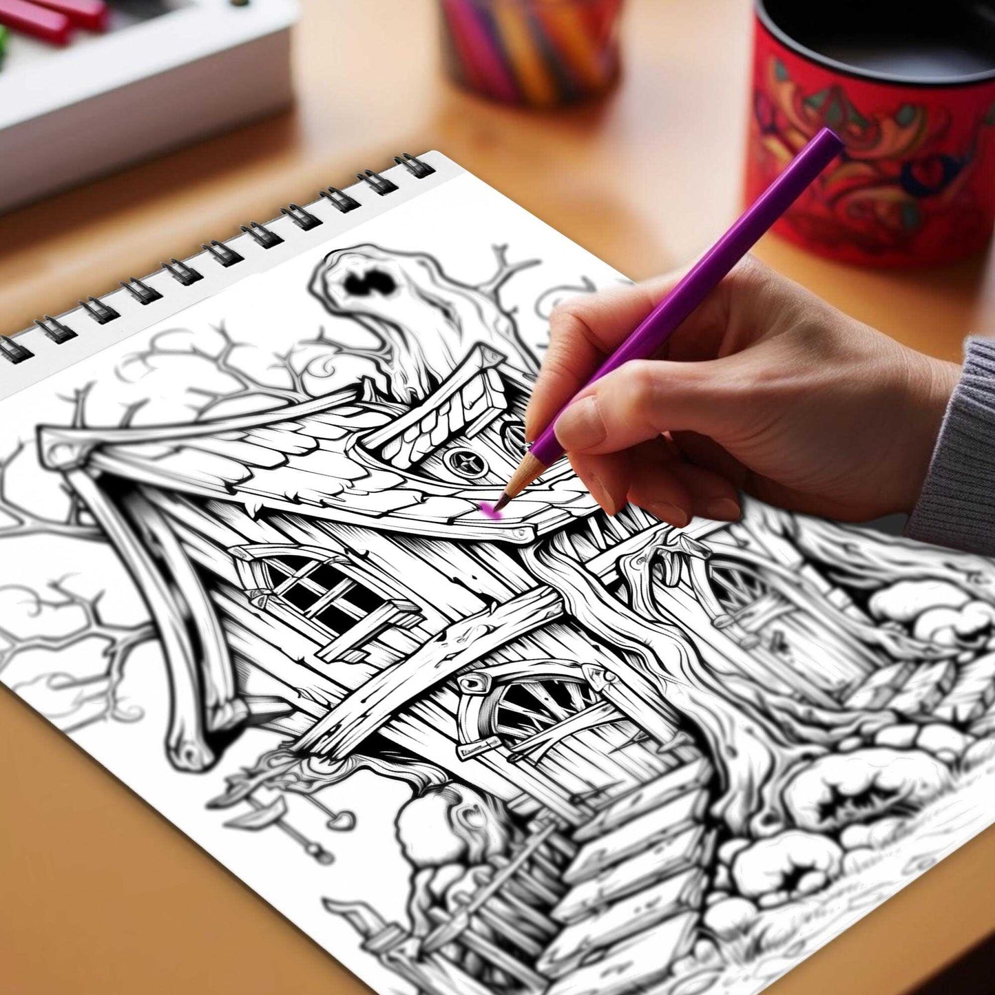 The House Of Freak Spiral Bound Coloring Book, Embrace the Quirky and Peculiar with 30 Enchanting Pages, Where the Extraordinary Awaits.