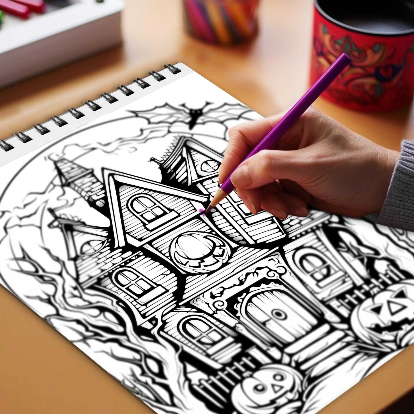 Phantasmal House Spiral Bound Coloring Book, Explore the Mysterious Beauty of Phantasmal Houses with 30 Exquisitely Illustrated Coloring Pages.