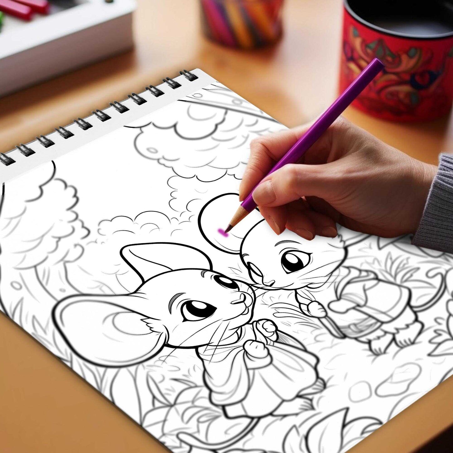 Mice in Wonderland Spiral Bound Coloring Book, Journey into a World of Magic with 30 Artistic Coloring Pages Inspired by Mice in Wonderland.