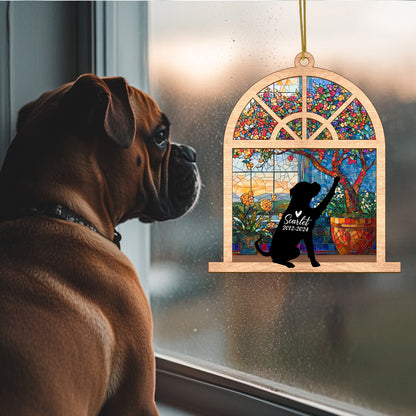 Netecom Personalized Boxer Memorial Suncatcher, Custom Boxer Ornament with Name & Date, Dog Loss Sympathy Gift, Pet Remembrance Gift