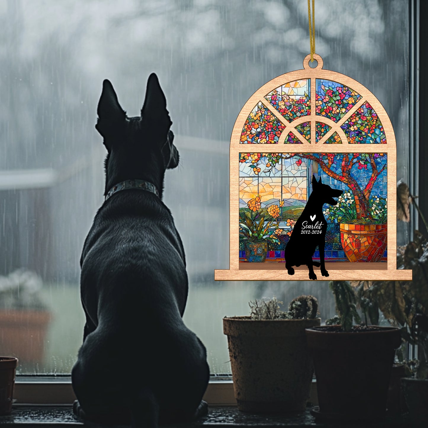 Netecom Personalized Doberman Memorial Suncatcher – Doberman Dog Loss Sympathy Gift & Pet Remembrance Ornament