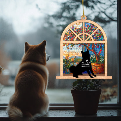 Netecom Personalized Akita Memorial Suncatcher, Akita Ornament with Name & Date, Dog Loss Sympathy Gift, Pet Loss Remembrance Gift