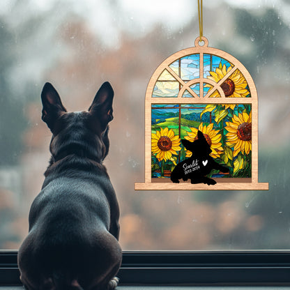 Netecom Personalized Boston Terrier Memorial Suncatcher, Custom Boston Terrier Ornament with Name & Date, Dog Loss Sympathy Gift, Pet Loss Keepsake