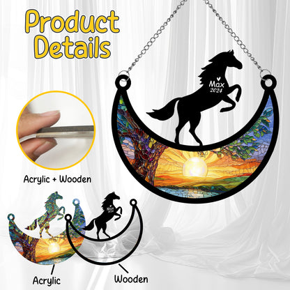 Netecom Personalized Horse Memorial Suncatcher, Custom Horse Ornament with Name Date, Pet Loss Sympathy Gift, Remembrance Gifts for Pet Loss, Horse Grief Gift