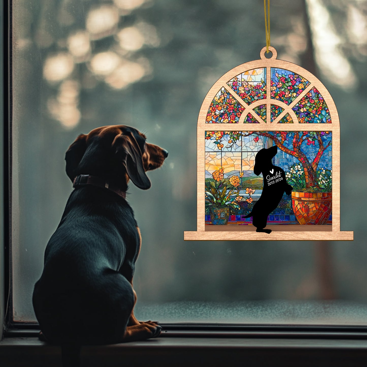 Netecom Personalized Dachshund Memorial Suncatcher – Dachshund Dog Loss Sympathy Gift & Pet Remembrance Gift