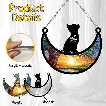 Netecom Personalized Chihuahua Memorial Suncatcher, Custom Chihuahua Ornament with Name Date, Dog Loss Sympathy Gift, Pet Loss Remembrance Gifts, Bereavement Gifts for Loss of Pet, Dog Grief Gift
