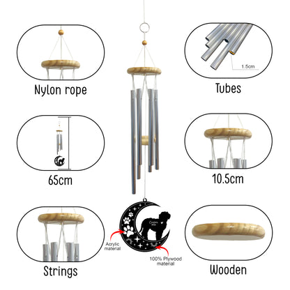 Netecom Labradoodle Dog Wind Chimes Memorial, Personalized Pet Memorial Windchime for Dog Suncatcher, Pet Condolences Gift for Loss of Dog, Remembrance Gift, Sympathy Pet Wind Chimes Outdoor Garden