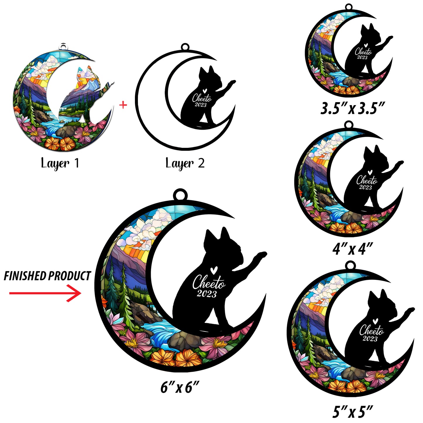 Netecom Personalized Boston Terrier Dog Memorial Suncatcher, Christmas Ornament with Name Date, Pet Loss Stained Glass Sun Catcher, Dog Memorial Ornament, Bereavement Sympathy Gift for Dog Lovers