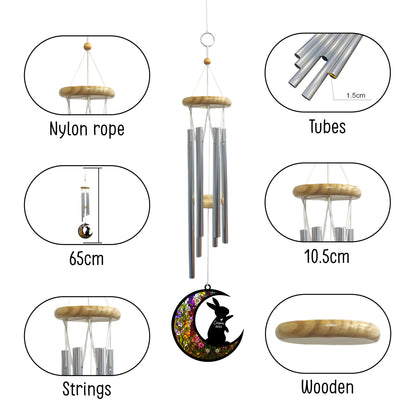 Netecom Rabbit Wind Chimes Memorial, Personalized Pet Memorial Windchime for Bunny Suncatcher, Loss of Pet Remembrance Gift, Sympathy Wind Chimes Outside Garden Decor, Rabbit Passing Away Gifts