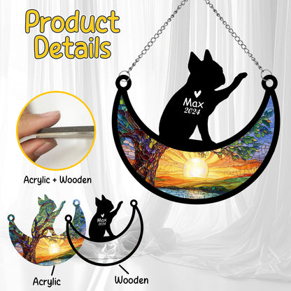 Netecom Personalized Boston Terrier Memorial Suncatcher, Custom Bostie Dog Ornament with Name Date, Dog Loss Sympathy Gift, Pet Loss Remembrance Gifts, Bereavement Gifts for Loss of Pet, Dog Grief Gift