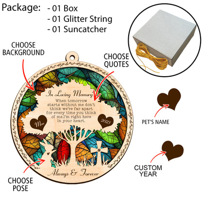 Netecom Personalized Rabbit Memorial Suncatcher, Rabbit Memorial Gifts with Name Date, Pet Loss Light Catcher, Bereavement Gift Pet Bunny Ornament Loss of Pet Bunny Sympathy Gift for Rabbit Lovers
