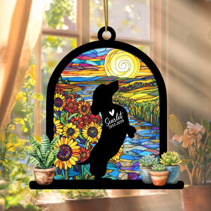 Netecom Personalized Dachshund Memorial Suncatcher, Custom Dachshund Ornament with Name Date, Dog Loss Sympathy Gift, Pet Loss Remembrance Gifts, Bereavement Gifts for Loss of Pet, Passing Away Gifts