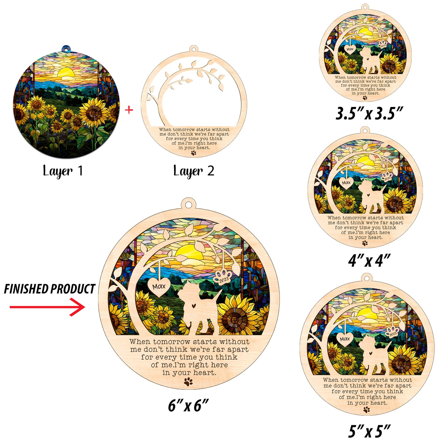 Netecom Personalized West Highland White Terrier Dog Memorial Suncatcher, Christmas Ornament with Name Date, Pet Loss Sun Catcher, Dog Memorial Ornament, Bereavement Sympathy Gift for Dog Lovers