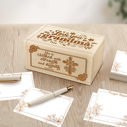 Netecom Love You Grandma Personalized Prayer Box with Custom Name Cross and 100 Prayer Request Cards, Christian Gift