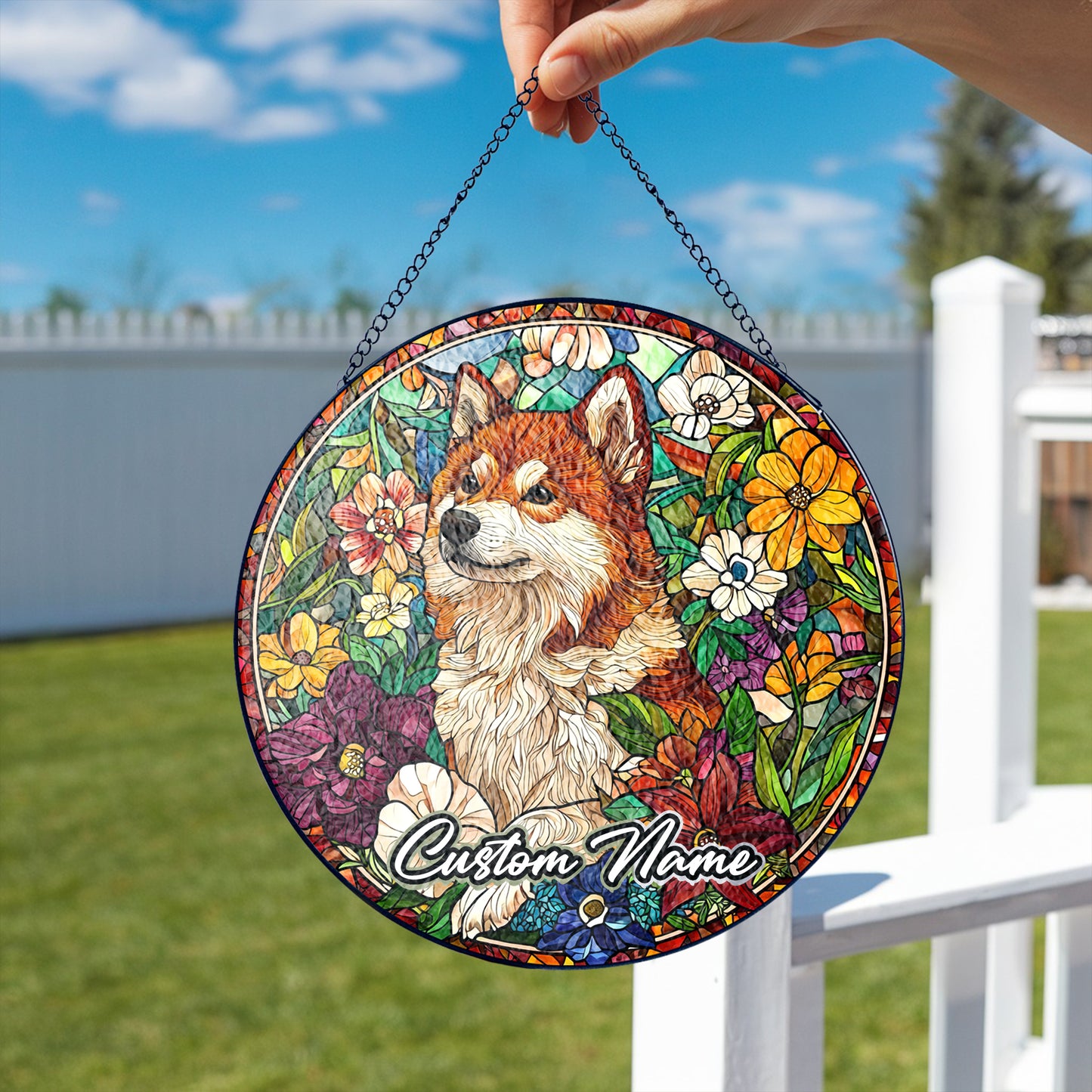 Netecom Custom Akita Dog Ornament, Personalized Memorial Suncatcher, Pet Loss Sympathy Gift, Christmas Decoration