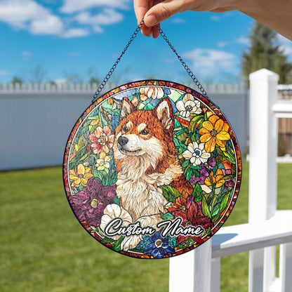 Netecom Custom Akita Dog Ornament, Personalized Memorial Suncatcher, Pet Loss Sympathy Gift, Christmas Decoration