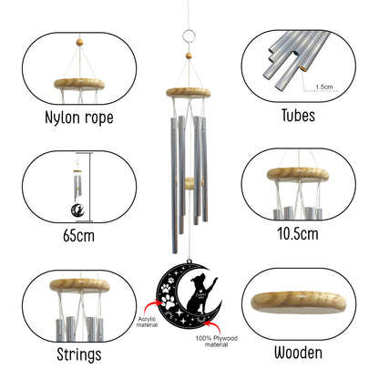 Netecom Pitbull Dog Wind Chimes Memorial, Personalized Pet Memorial Windchime for Dog Suncatcher, Pet Condolences Gift for Loss of Dog, Pet Remembrance Gift, Sympathy Pet Wind Chimes Outdoor Garden