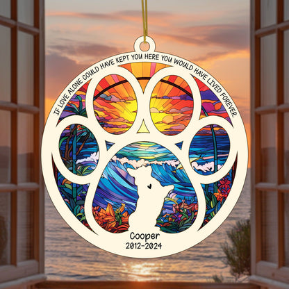 Netecom Personalized Corgi Dog Paw Memorial Suncatcher with Name Date, Pet Loss Remembrance Gift, Bereavement Gift for Dog Lovers