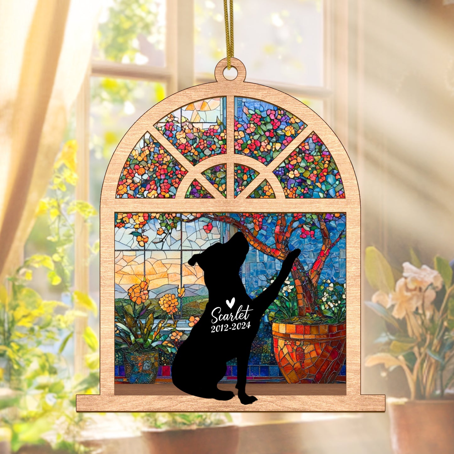 Netecom Personalized Pitbull Memorial Suncatcher – Pitbull Dog Loss Sympathy Gift & Pet Remembrance Ornament