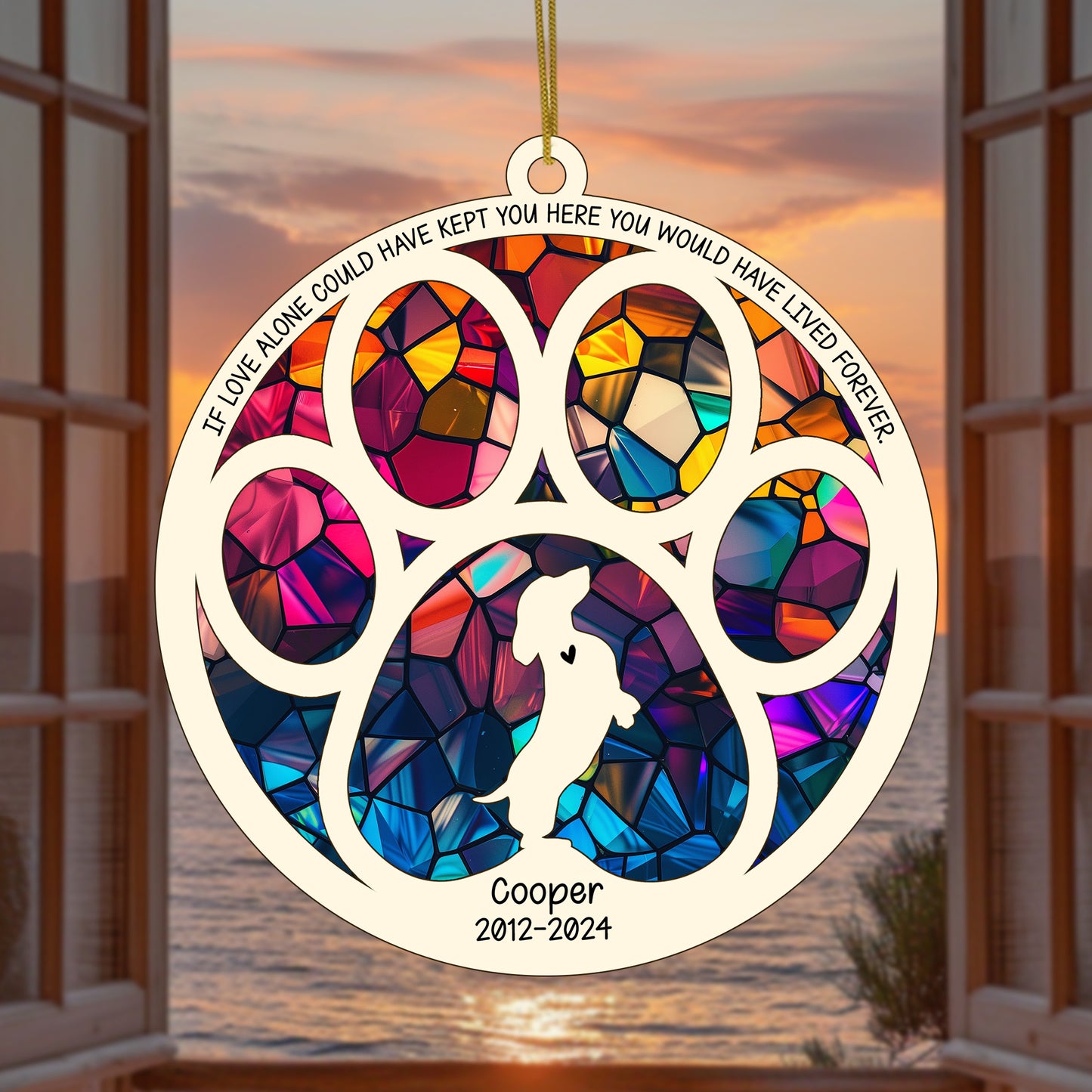 Netecom Personalized Dachshund Dog Paw Memorial Suncatcher with Name Date, Pet Loss Sympathy Gift, Bereavement Gift for Dog Lovers