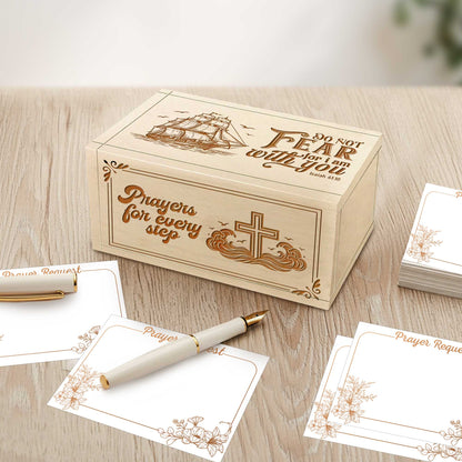 Netecom Personalized Faith Prayer Box, Custom Name Wooden Cross with 100 Prayer Request Cards, Religious Keepsake Gift