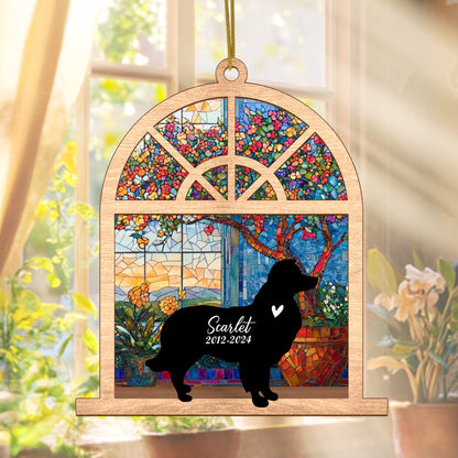 Netecom Personalized Border Collie Memorial Suncatcher, Custom Border Collie Ornament with Name & Date, Dog Loss Sympathy Gift, Pet Remembrance Gift