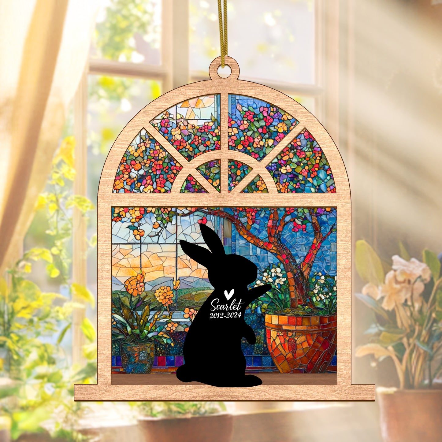 Netecom Personalized Rabbit Memorial Suncatcher – Pet Loss Sympathy Gift & Bunny Remembrance Ornament
