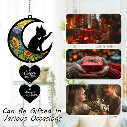 Netecom Personalized Boston Terrier Moon Heart Memorial Ornament – Dog Loss Sympathy Gift, Pet Remembrance Keepsake