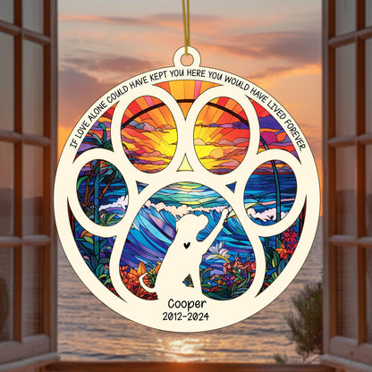 Netecom Personalized Boxer Dog Paw Memorial Suncatcher with Name Date, Pet Loss Sympathy Gift, Remembrance Gift for Dog Lovers