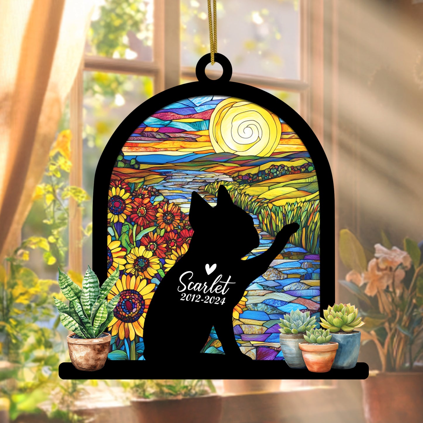 Netecom Personalized Boston Terrier Memorial Suncatcher, Custom Boston Terrier Ornament with Name Date, Dog Loss Sympathy Gift, Pet Loss Remembrance Gifts, Bereavement Gifts for Loss of Pet