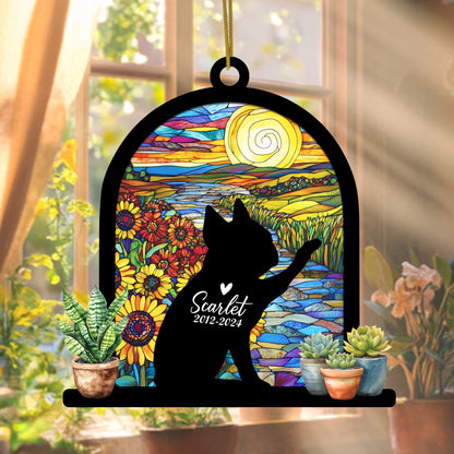Netecom Personalized Boston Terrier Memorial Suncatcher, Custom Boston Terrier Ornament with Name Date, Dog Loss Sympathy Gift, Pet Loss Remembrance Gifts, Bereavement Gifts for Loss of Pet