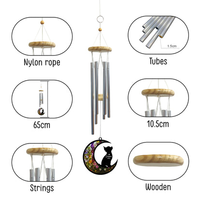 Netecom Chihuahua Dog Wind Chimes Memorial, Personalized Pet Memorial Windchime for Dogs Suncatcher, Loss of Pet Remembrance Gift, Sympathy Wind Chimes Garden Decor, Dog Passing Away Gifts