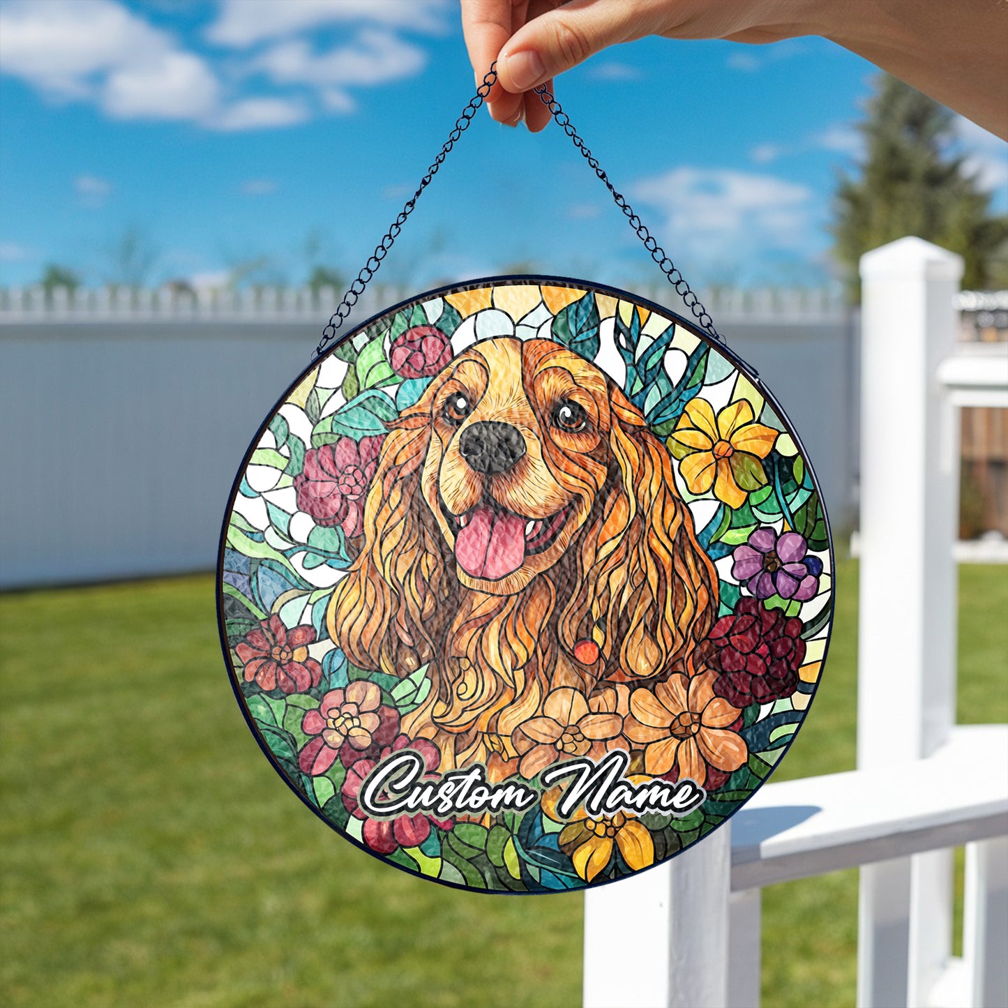 Netecom Personalized Cocker Spaniel Dog Ornament, Custom Memorial Suncatcher, Pet Loss Sympathy Gift, Christmas Decoration