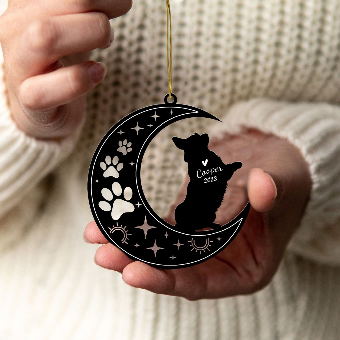 Netecom Corgi Dog Memorial Suncatcher, Personalized Corgi Ornament with Name Date, Dog Loss Sympathy Gift for Pet Loss Sun Catchers, Dog Grief Gift, Bereavement Gifts for Loss of Pet