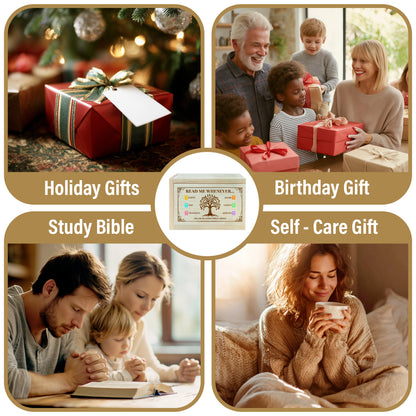 Netecom Personalized Bible Verse Box for 50 Years Birthday, Custom Name & Age, Engraved Wood Scripture Box with Pocket Cross, 150 Daily Bible Verse Cards, Christian Birthday Gift