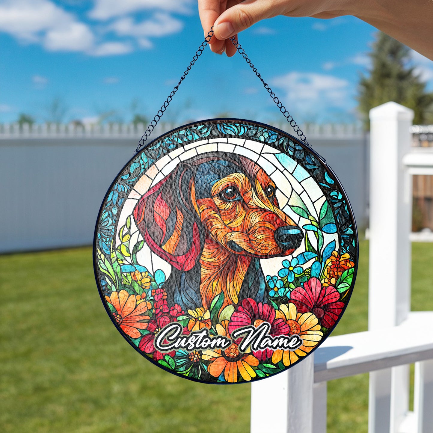 Netecom Personalized Dachshund Dog Ornament, Custom Memorial Suncatcher, Pet Loss Remembrance Gift, Christmas Decoration