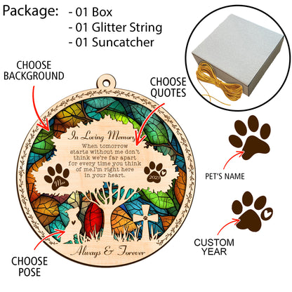 Netecom Personalized Pitbull Memorial Suncatcher, Pitbull Dog Memorial Gifts with Name Date, Pet Loss Light Catcher, Bereavement Gift Dog Memorial Ornament Loss of Pet Sympathy Gift for Dog Lovers