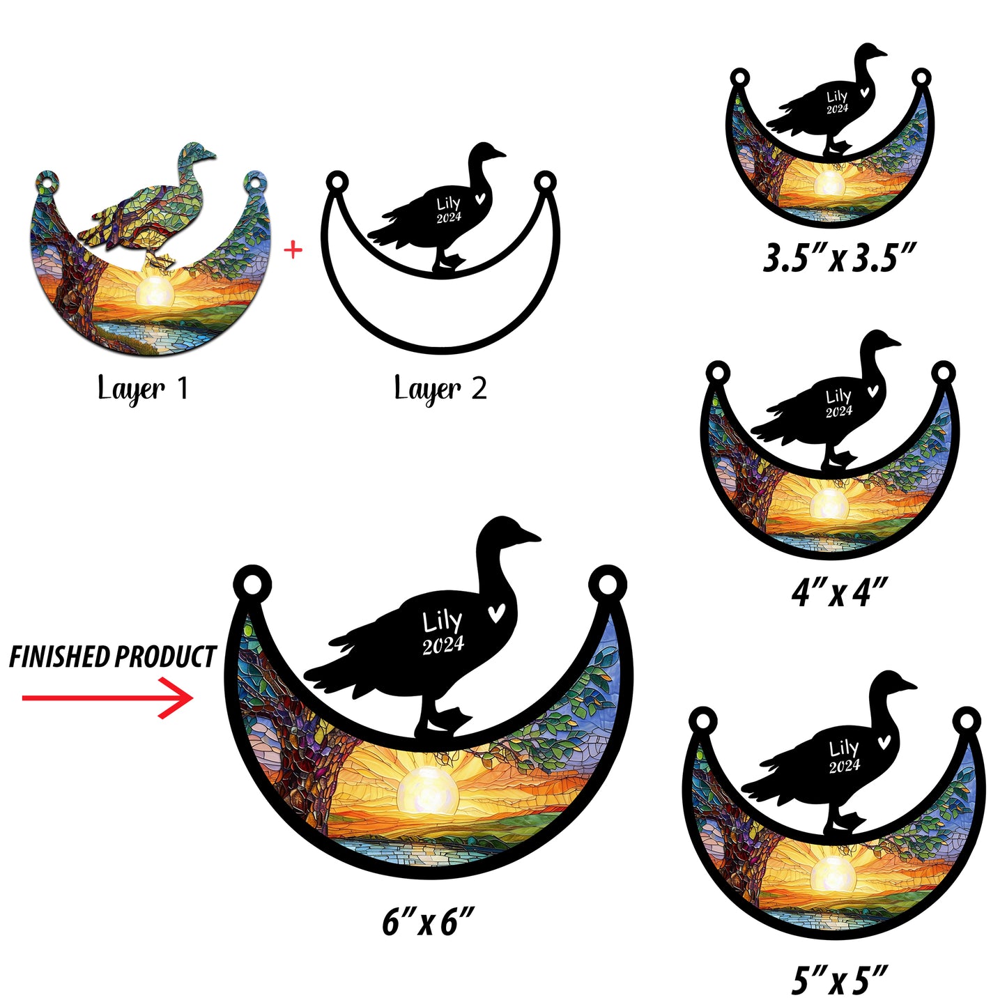 Netecom Personalized Duck Memorial Suncatcher, Custom Duck Ornament with Name Date, Pet Loss Remembrance Gifts, Sympathy Gift for Loss of Pet, Bereavement Gifts for Loss of Pet, Grief Gift