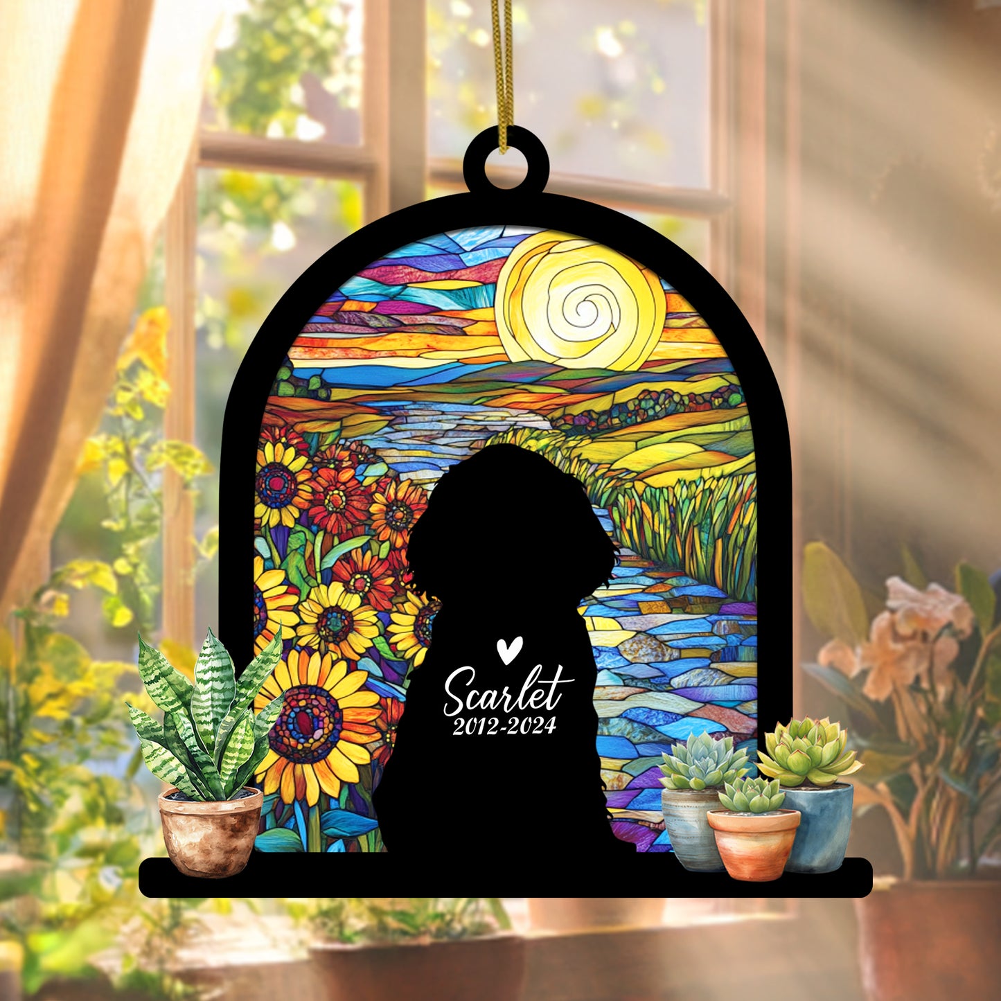 Netecom Personalized Cocker Spaniel Memorial Suncatcher, Custom Cocker Spaniel Ornament with Name Date, Dog Loss Sympathy Gift, Pet Loss Remembrance Gifts, Bereavement Gifts for Loss of Pet
