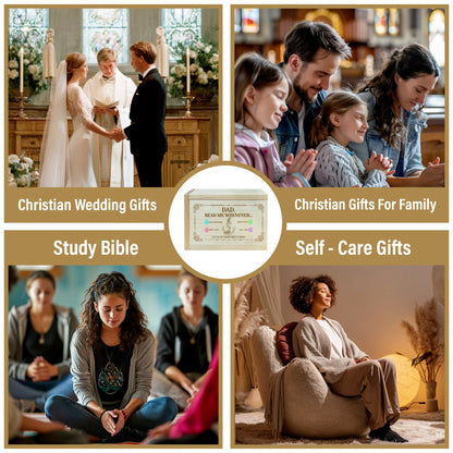 Netecom Bible Verses Box for Dad with Prayer Cross, 150 Upgrade Bible Verse Cards Box Set for Emotions and Feelings, 4 Emotional Themes, Religious Gift for Father, Encouragement & Love