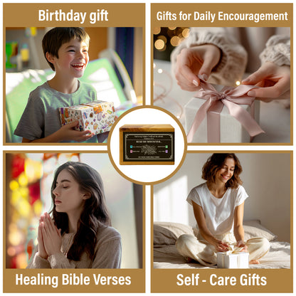 Netecom Bible Verse Box for Teacher – Pine Wood Scripture Box with 150 Color-Coded Daily Prayer & Scripture Cards, Inspirational Christian Gift