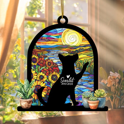 Netecom Personalized Husky Memorial Suncatcher, Custom Husky Ornament with Name Date, Dog Loss Sympathy Gift, Pet Loss Remembrance Gifts, Bereavement Gifts for Loss of Pet, Dog Passing Away Gift
