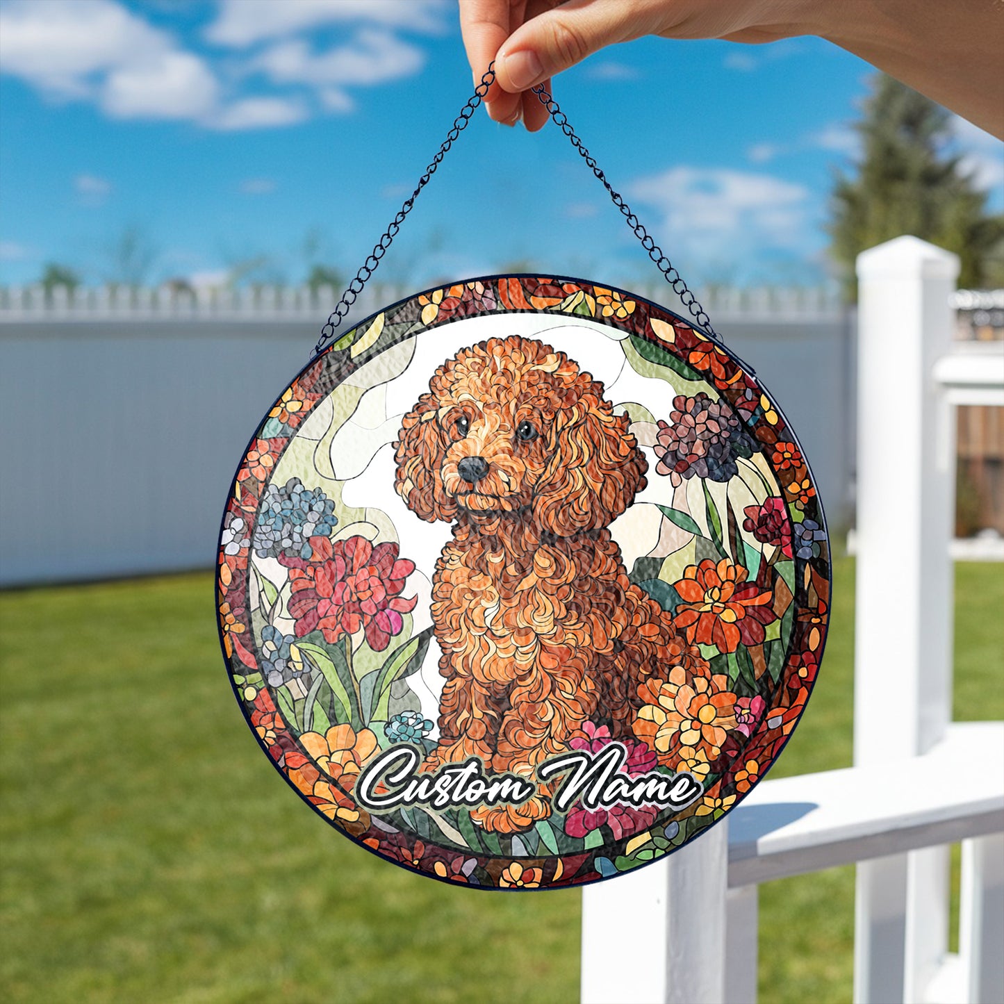 Netecom Personalized Poodle Dog Ornament, Custom Pet Memorial Suncatcher, Pet Loss Remembrance Gift, Christmas Decoration