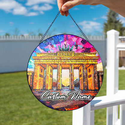 Netecom Berlin Gate Stained Glass Sun Catcher – Personalized Germany Landmark Ornament, Custom Home Decor & Cultural Gift
