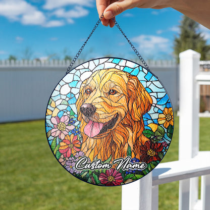 Netecom Personalized Golden Retriever Dog Ornament, Custom Pet Memorial Suncatcher, Pet Loss Remembrance Gift, Christmas Decoration