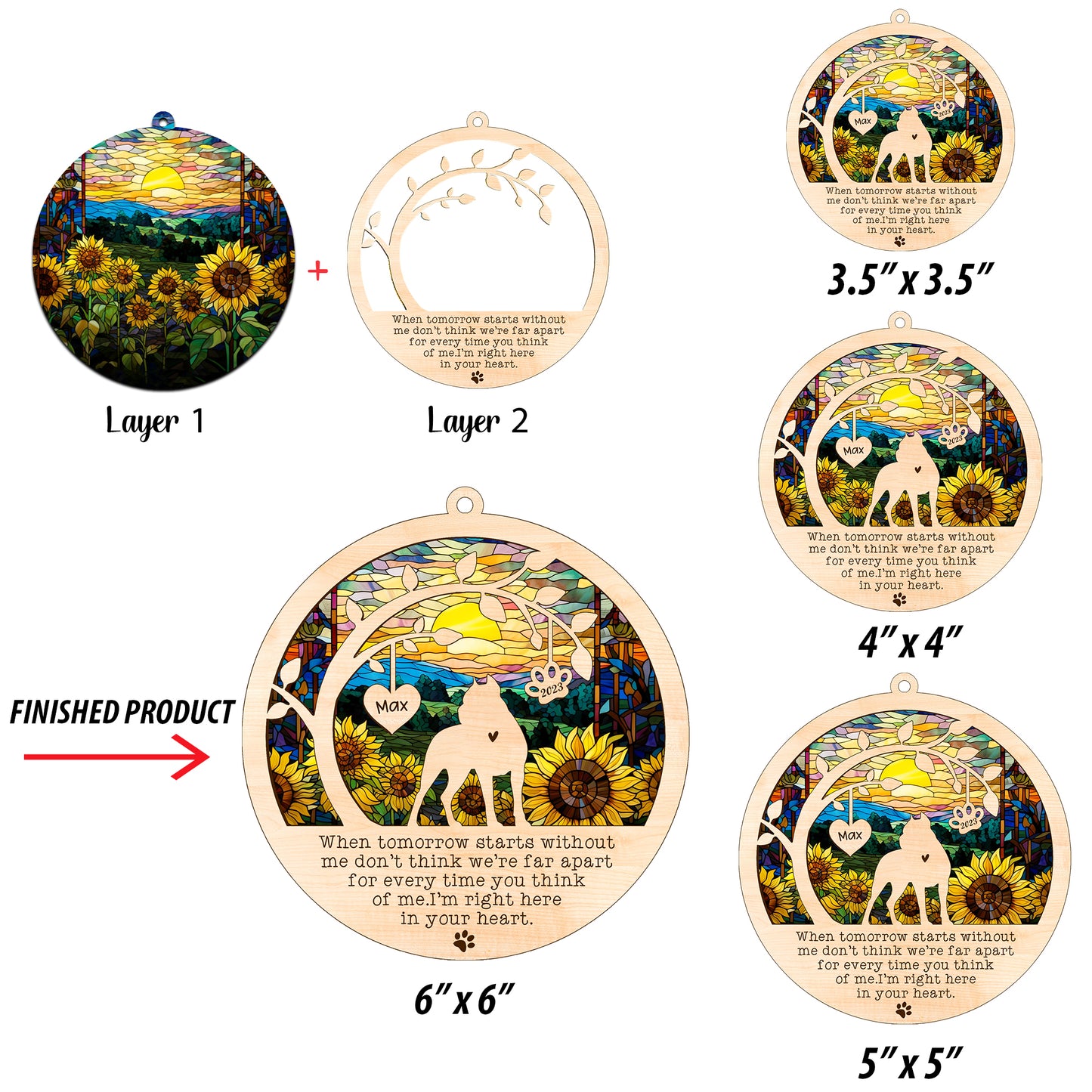 Netecom Personalized American Staffordshire Terrier Dog Memorial Suncatcher, Christmas Ornament with Name Date, Pet Loss Sun Catcher, Dog Memorial Ornament, Bereavement Sympathy Gift for Dog Lovers