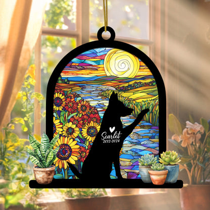 Netecom Personalized German Shepherd Memorial Suncatcher, Custom German Shepherd Ornament with Name Date, Dog Loss Sympathy Gift, Pet Loss Remembrance Gifts, Bereavement Gifts for Loss of Pet