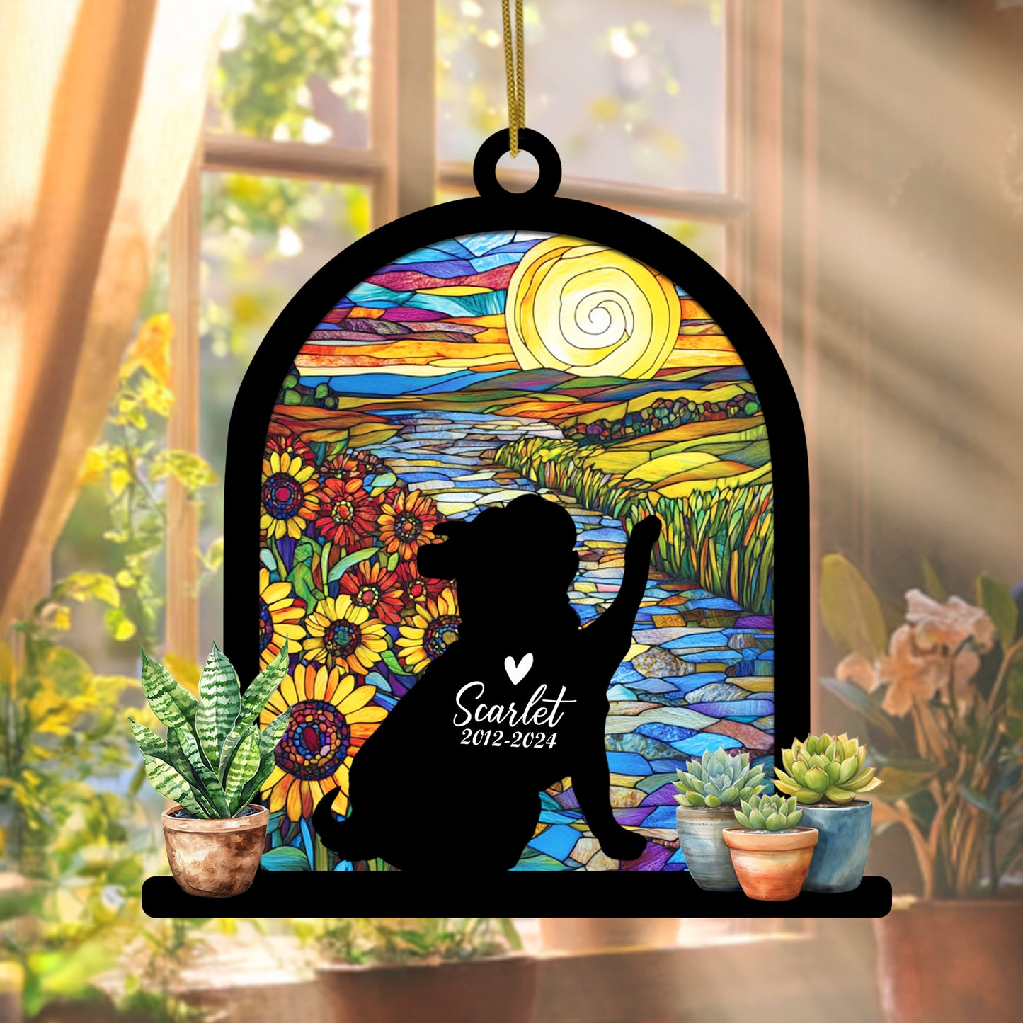 Netecom Personalized Bull Dog Memorial Suncatcher, Custom Bull Dog Ornament with Name Date, Dog Loss Sympathy Gift, Pet Loss Remembrance Gifts, Bereavement Gifts for Loss of Pet, Passing Away Gifts