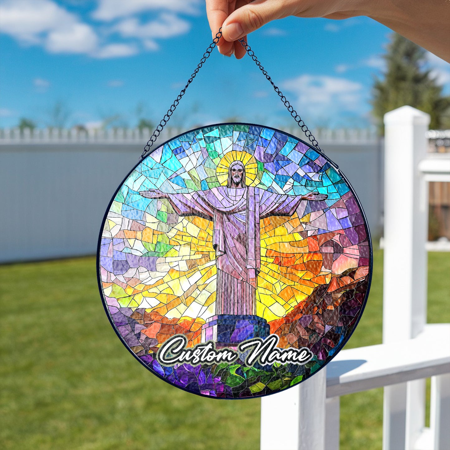 Netecom Rio Landmark Sun Catcher – Personalized Stained Glass Ornament, Brazilian Landmark Window Hanging, Religious Home Decor Gifts