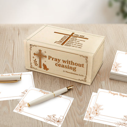 Netecom Personalized Prayer Box with Custom Name on Box and Wooden Cross – 100 Prayer Request Cards, Custom Engraved Christian Keepsake for Mom, Dad, Family, or Loved Ones
